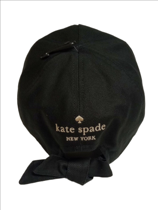 ? ? KATE SPADE NEW YORK BLACK HAT CAP WITH GOLD LOGO AND BLACK BOW ? main image 5